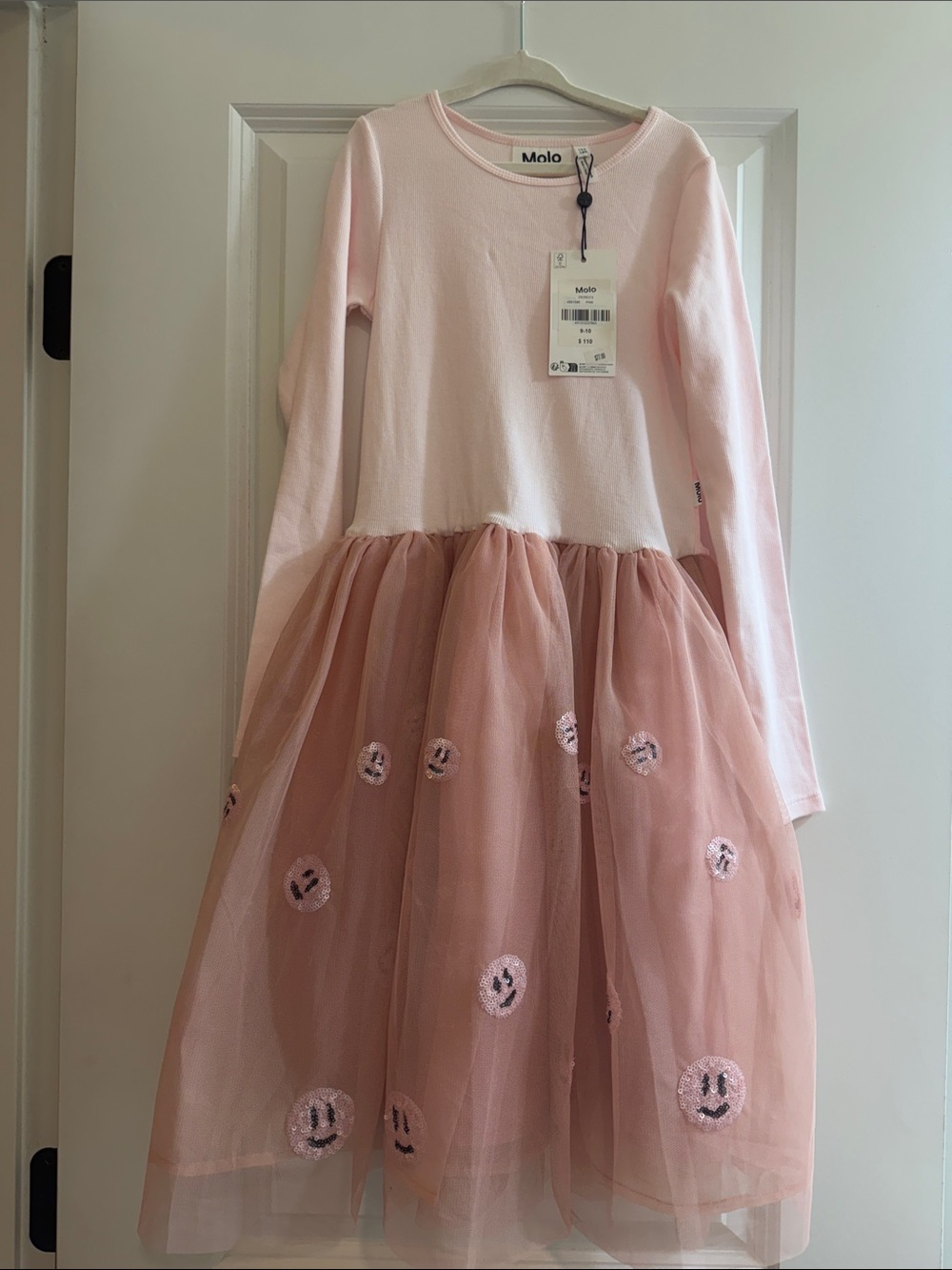 Molo Pink Tulle Smile-Appliqué Dress